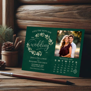 Saliebladeren Smaragdgroene Foto & Agenda Bruiloft Save The Date