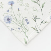 Salieblauwe Aquarel Wilde Bloem Monogram Naam Fleece Deken (Hoek)