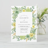 Saliegeel Serene Botanische Bruiloft Kaart (Staand voorkant)