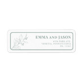 Saliegroen bloemige trouw retouradreslabels etiket (Voorkant)