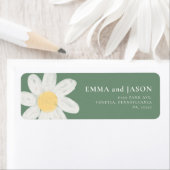 Saliegroen Boho Madelief Bloem Motief Retouradres  Etiket (Insitu)