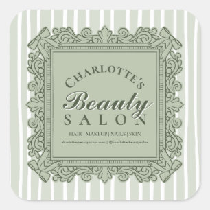 Saliegroen Boogframe Vierkant Salon Productlabel Vierkante Sticker