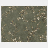 Saliegroen botanisch werpdekbed fleece deken (Voorkant (Horizontaal))