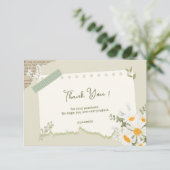 Saliegroen en witte waterverf bloem bedankkaart (Staand voorkant)