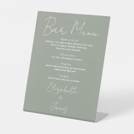 Saliegroen Minimalistische Script Barmenu Reclamebord Met Voetstuk