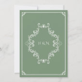 Saliegroene Aquarel Boog Frame Sikh Huwelijk Kaart (Achterkant)