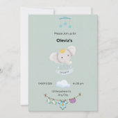Saliegroene baby shower platte uitnodiging (Voorkant)