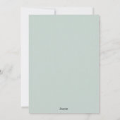 Saliegroene baby shower platte uitnodiging (Achterkant)