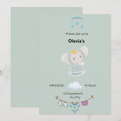 Saliegroene baby shower platte uitnodiging (Voorkant / Achterkant)