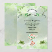 Saliegroene baby shower uitnodiging (Voorkant / Achterkant)