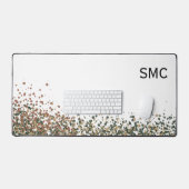 Saliegroene en terracotta abstracte stip monogram bureaumat (Keyboard & Muis)