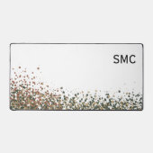 Saliegroene en terracotta abstracte stip monogram bureaumat (Voorkant)