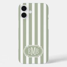 Saliegroene en witte monogramstrepen