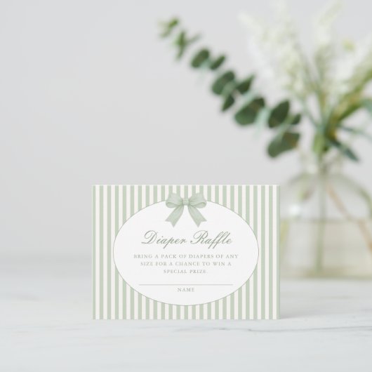 Saliegroene gestreepte babyshower-envelopkaart informatiekaartje (Staand voorkant)