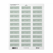 Saliegroene monogram krans retouradres etiket (Full Sheet)