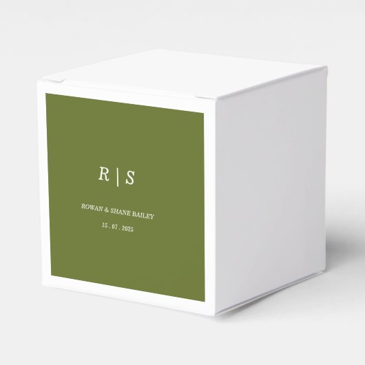 Saliegroene Monogram Trouwgunstendoos Bedankdoosjes (Voorkant Zijde)