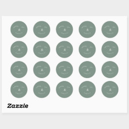 Saliegroene Ronde Trouwsticker  Sticker