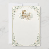 Saliegroene wieg baby shower save the date (Achterkant)