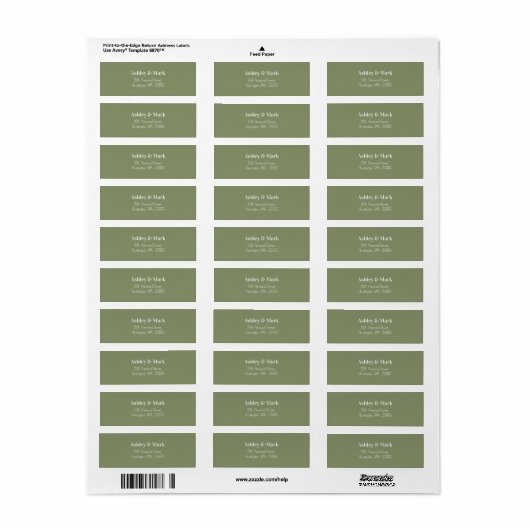 Saliegroene Witte Trouw Retouradres Label (Full Sheet)