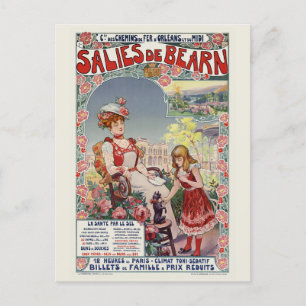 Salies de Bearn France Vintage Poster 1900 Briefkaart