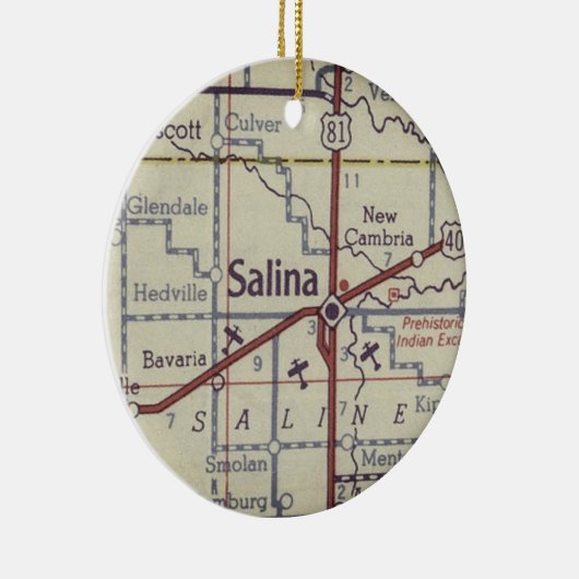 Salina Kansas  kaart Keramisch Ornament (Rechts)