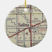Salina Kansas  kaart Keramisch Ornament (Achterkant)