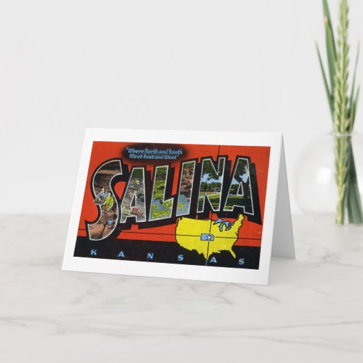 Salina Kansas Vintage Groet Kaart (Voorkant)