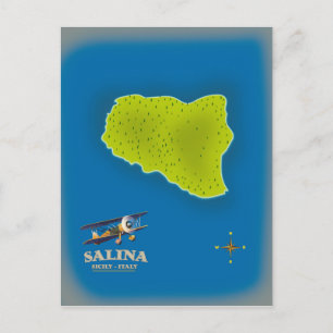 Salina, Sicilië kaart reisposter kaart