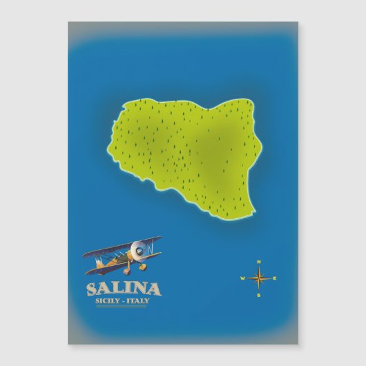 Salina, Sicilië kaart reisposter kaart (Voorkant)