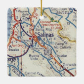 Salinas CA 50's Map Keramisch Ornament (Achterkant)