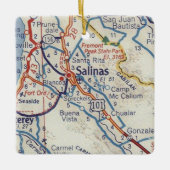 Salinas CA 50's Map Keramisch Ornament (Voorkant)