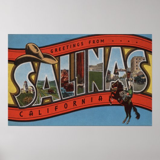 Salinas, Californië - Grote Letter-scènes - Rode Poster (Voorkant)