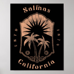 Salinas Californië Retro Surfer Vintage Strand Poster