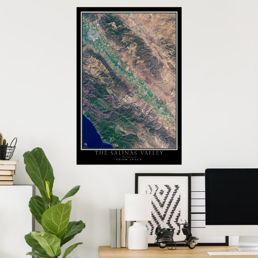 Salinas Valley California Satellite Poster Map (Thuiskantoor)
