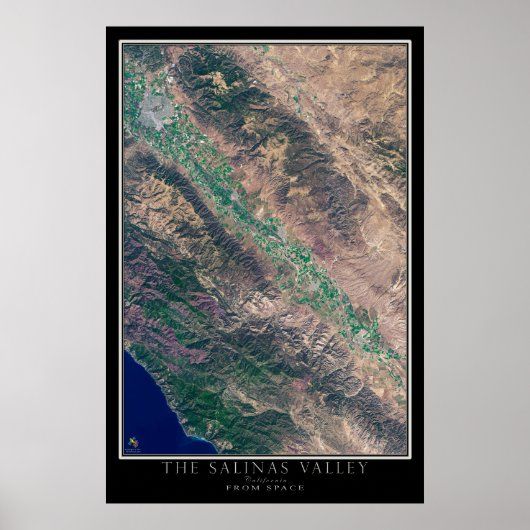 Salinas Valley California Satellite Poster Map (Voorkant)