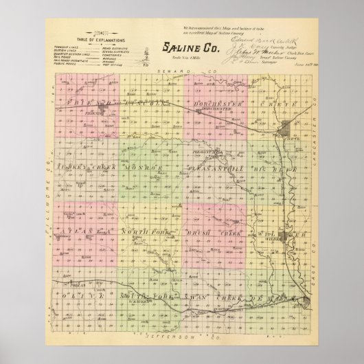 Saline County, Nebraska Poster (Voorkant)