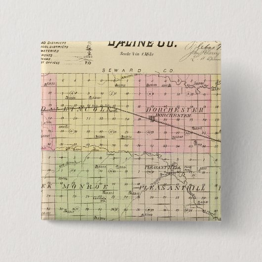 Saline County, Nebraska Vierkante Button 5,1 Cm (Voorkant)