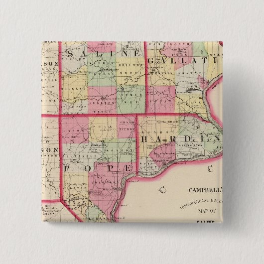 Saline, Gallatin, Hardin, Paus counties Vierkante Button 5,1 Cm (Voorkant)