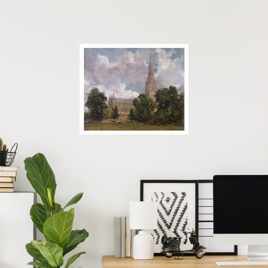 Salisbury Cathedral in het zuidwesten Poster (Thuiskantoor)