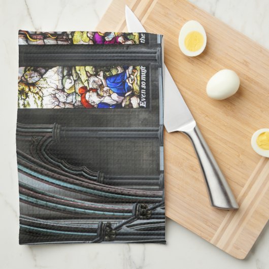 Salisbury Cathedral Transept Glas in lood Theedoek (Quarter Fold)