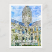 Salisbury Cathedral Travel Place Waterverf Briefkaart (Voorkant)