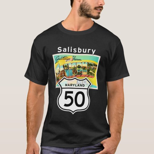 Salisbury Maryland MD US 50 Large Letter Travel Po T-shirt (Voorkant)