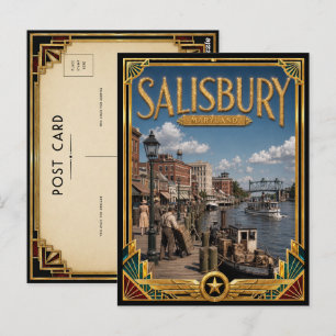 Salisbury Maryland Vintage Art Deco Gouden Tijdper Briefkaart