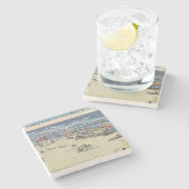 Salisbury, Mass,  strandscene Massachusett Stenen Onderzetter (Zijkant)