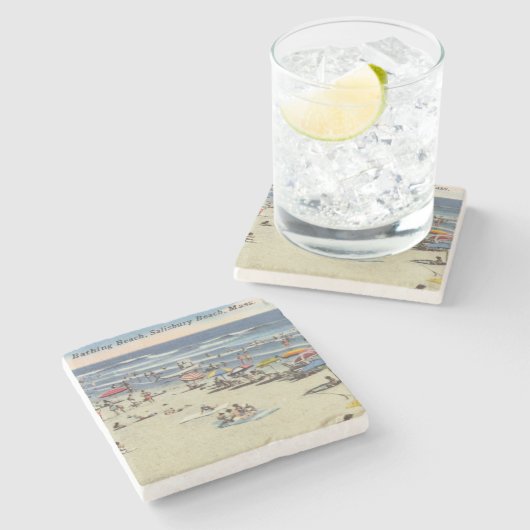 Salisbury, Mass, strandscene Massachusett Stenen Onderzetter (Zijkant)