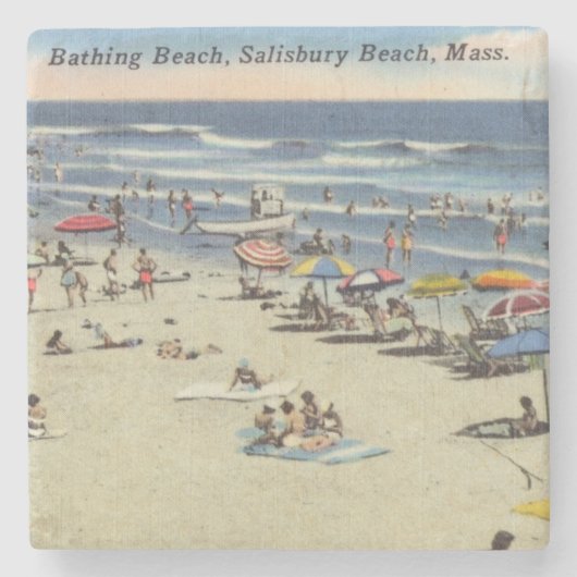 Salisbury, Mass,  strandscene Massachusett Stenen Onderzetter (Voorkant)