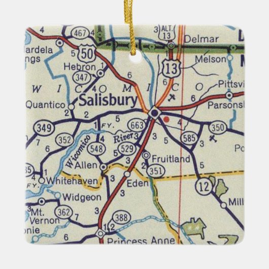 Salisbury MD  map Keramisch Ornament (Voorkant)