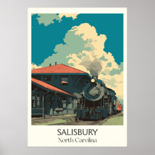 Salisbury NC  Historisch treinstation Art Poster