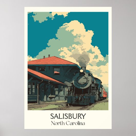 Salisbury NC  Historisch treinstation Art Poster (Voorkant)