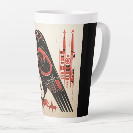 Salish inheemse pacific noordwestelijke kunststijl latte mok (Rechterhoek)